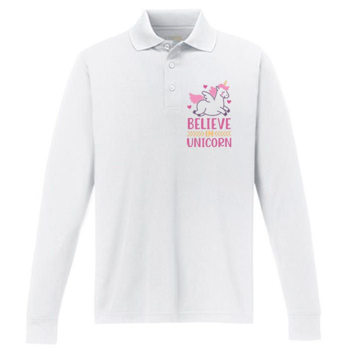 Believe In Unicorn Performance Long Sleeve Polo