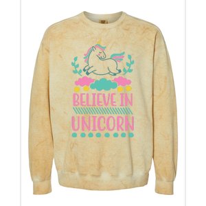 Believe In Unicorn Colorblast Crewneck Sweatshirt