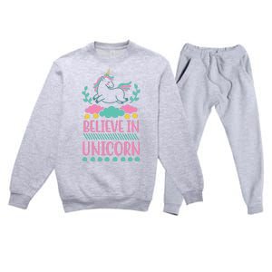 Believe In Unicorn Premium Crewneck Sweatsuit Set