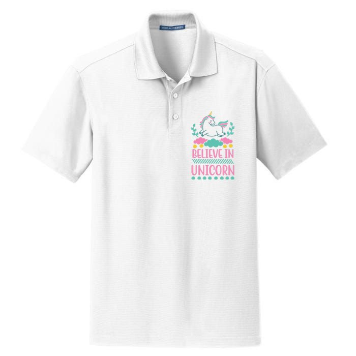 Believe In Unicorn Dry Zone Grid Polo