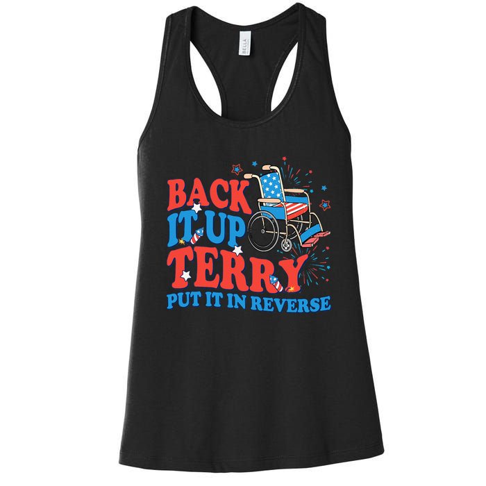 Back It Up Terry Put It In Reverse 4th Of July Fireworks Women's Racerback Tank