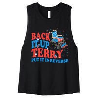 Back It Up Terry Put It In Reverse 4th Of July Fireworks Women's Racerback Cropped Tank