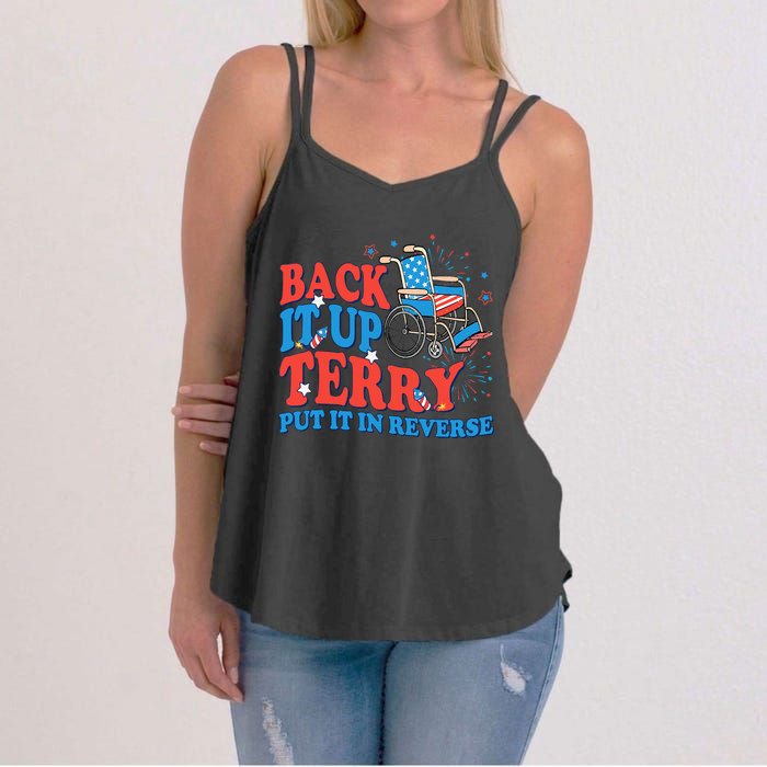 Back It Up Terry Put It In Reverse 4th Of July Fireworks Women's Strappy Tank