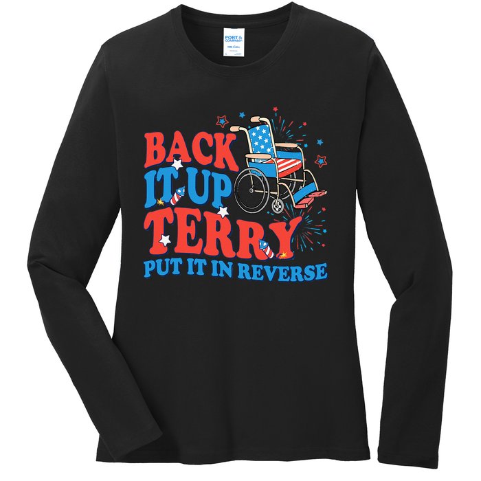 Back It Up Terry Put It In Reverse 4th Of July Fireworks Ladies Long Sleeve Shirt