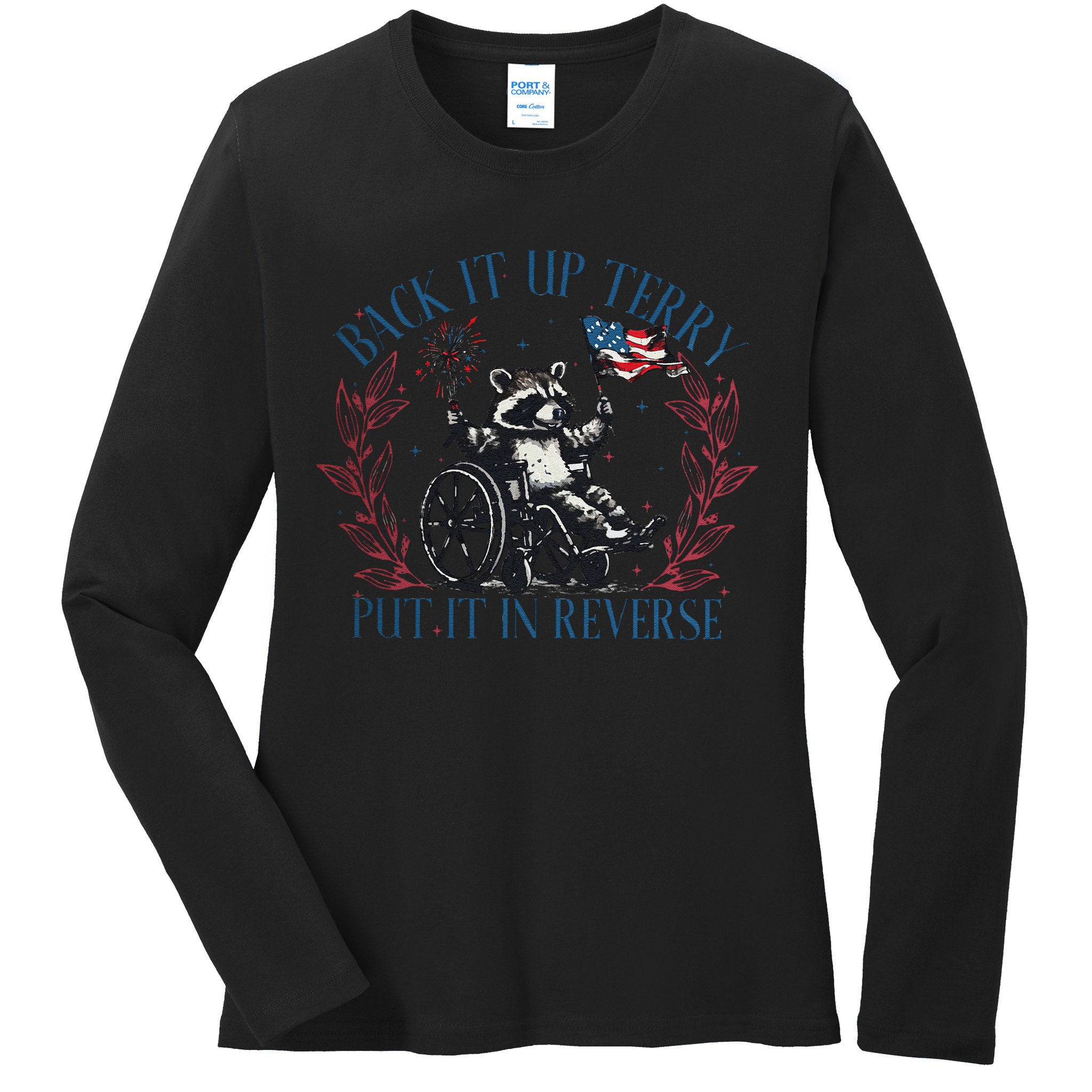 Back It Up Terry Retro 4th Of July Ladies Long Sleeve Shirt