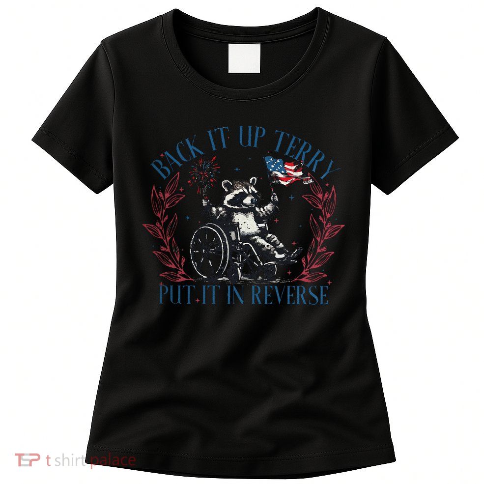 Back It Up Terry Retro 4th Of July Womens T-Shirt