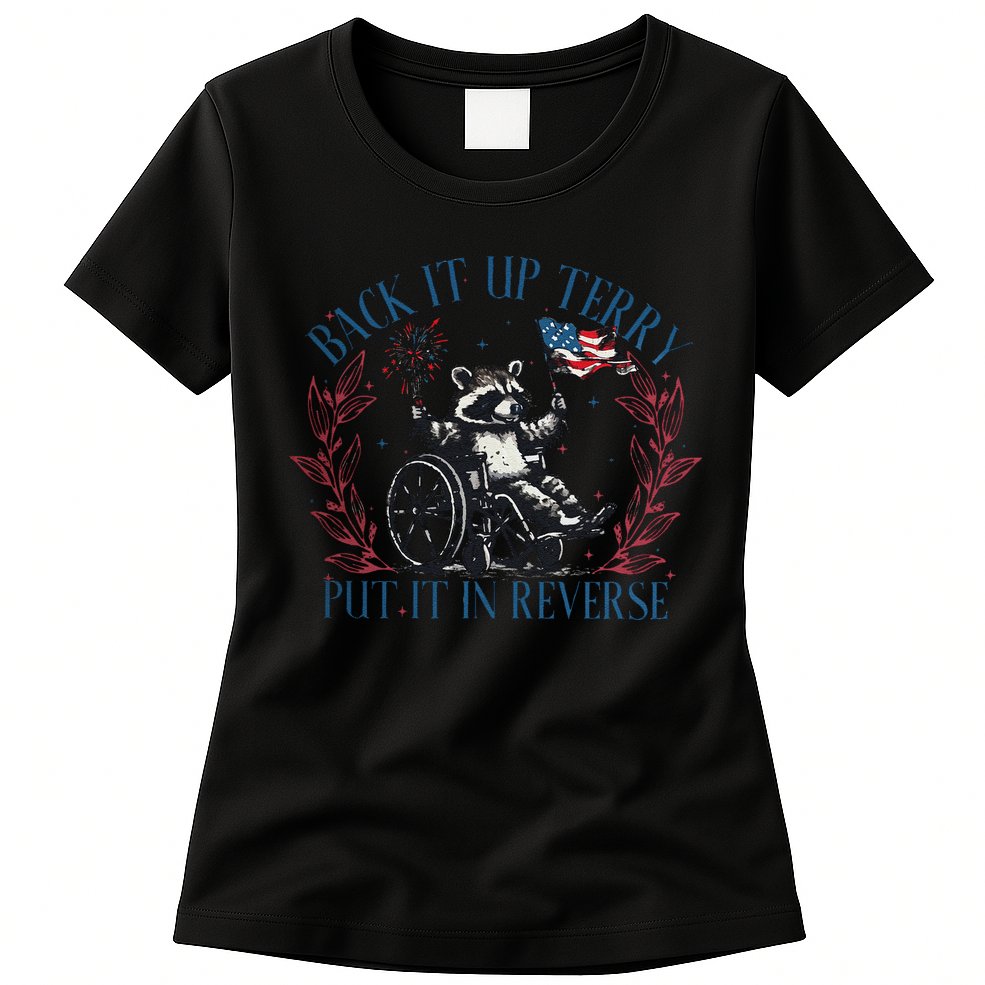 Back It Up Terry Retro 4th Of July Womens T-Shirt
