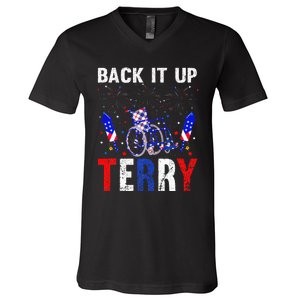 back it up terry 4th of july firework american flag V-Neck T-Shirt