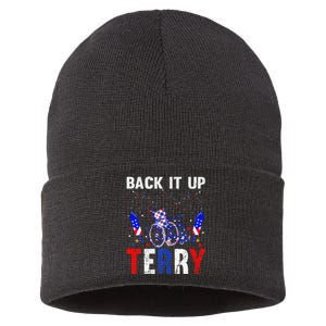 back it up terry 4th of july firework american flag Sustainable Knit Beanie