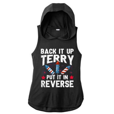 Back It Up Terry Put It In Reverse Firework Flag 4th Of July Ladies PosiCharge Tri-Blend Wicking Draft Hoodie Tank