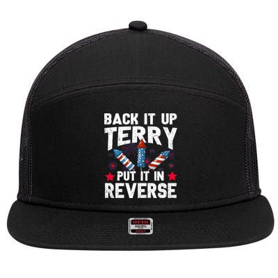 Back It Up Terry Put It In Reverse Firework Flag 4th Of July 7 Panel Mesh Trucker Snapback Hat