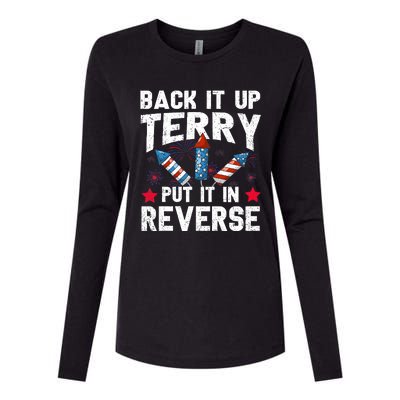 Back It Up Terry Put It In Reverse Firework Flag 4th Of July Womens Cotton Relaxed Long Sleeve T-Shirt