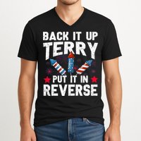 Back It Up Terry Put It In Reverse Firework Flag 4th Of July V-Neck T-Shirt