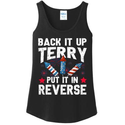 Back It Up Terry Put It In Reverse Firework Flag 4th Of July Ladies Essential Tank