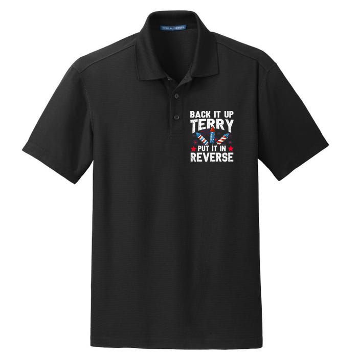 Back It Up Terry Put It In Reverse Firework Flag 4th Of July Dry Zone Grid Polo