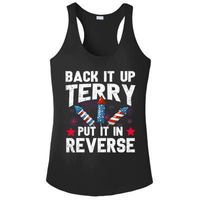 Back It Up Terry Put It In Reverse Firework Flag 4th Of July Ladies PosiCharge Competitor Racerback Tank