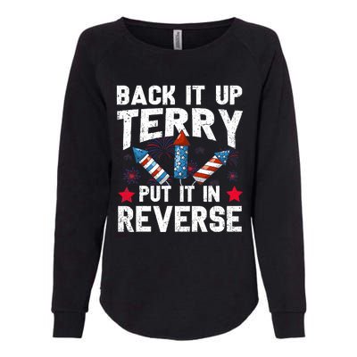 Back It Up Terry Put It In Reverse Firework Flag 4th Of July Womens California Wash Sweatshirt