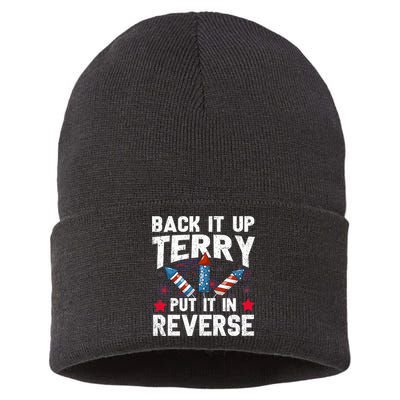 Back It Up Terry Put It In Reverse Firework Flag 4th Of July Sustainable Knit Beanie