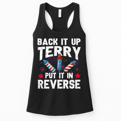 Back It Up Terry Put It In Reverse Firework Flag 4th Of July Womens Tank Top