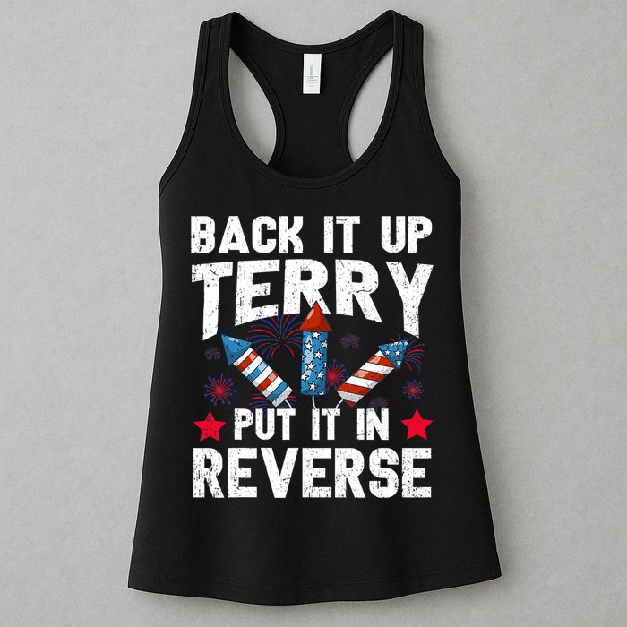 Back It Up Terry Put It In Reverse Firework Flag 4th Of July Womens Tank Top