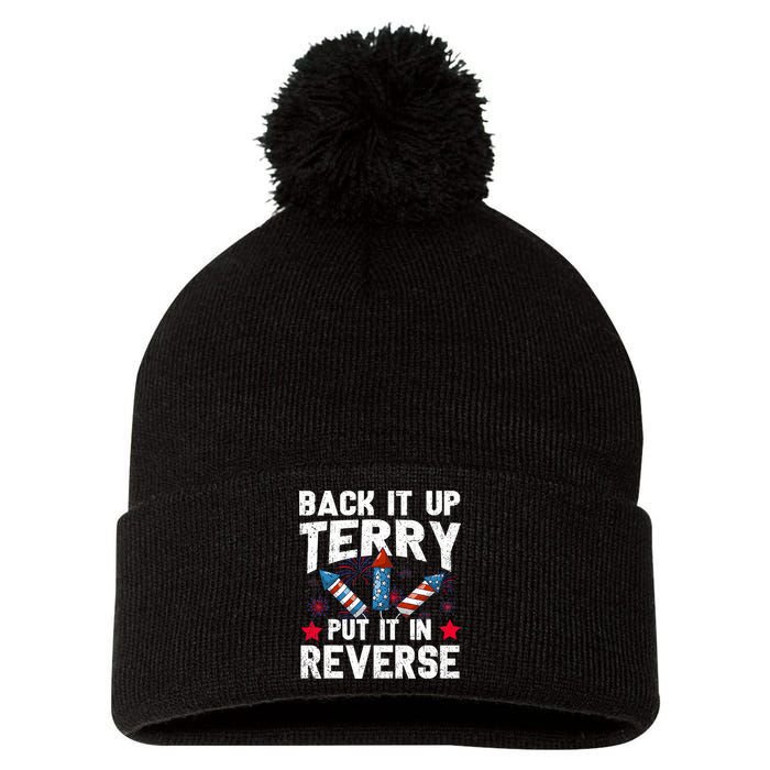 Back It Up Terry Put It In Reverse Firework Flag 4th Of July Pom Pom 12in Knit Beanie