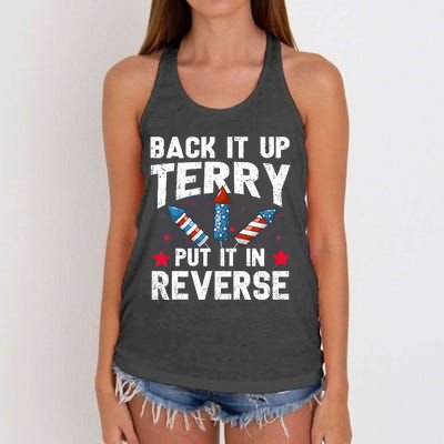 Back It Up Terry Put It In Reverse Firework Flag 4th Of July Women's Knotted Racerback Tank