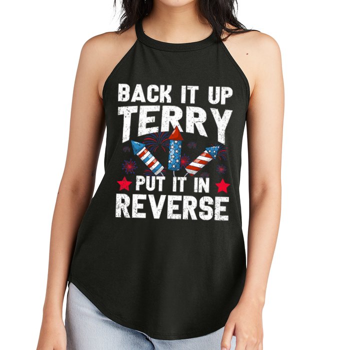 Back It Up Terry Put It In Reverse Firework Flag 4th Of July Women's Perfect Tri Rocker Tank