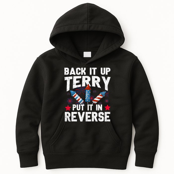Back It Up Terry Put It In Reverse Firework Flag 4th Of July Kids Hoodie