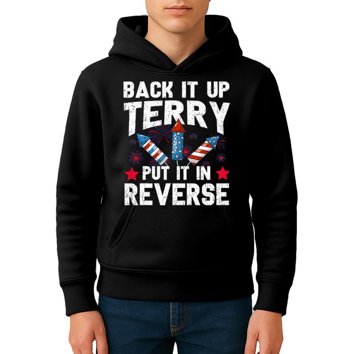 Back It Up Terry Put It In Reverse Firework Flag 4th Of July Kids Hoodie
