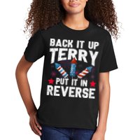Back It Up Terry Put It In Reverse Firework Flag 4th Of July Kids T-Shirt