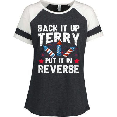 Back It Up Terry Put It In Reverse Firework Flag 4th Of July Enza Ladies Jersey Colorblock Tee