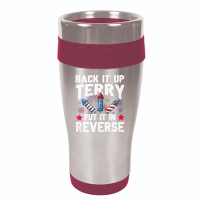 Back It Up Terry Put It In Reverse Firework Flag 4th Of July 16oz Travel Tumbler