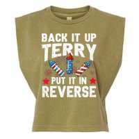 Back It Up Terry Put It In Reverse Firework Flag 4th Of July Garment-Dyed Women's Muscle Tee