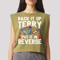 Back It Up Terry Put It In Reverse Firework Flag 4th Of July Garment-Dyed Women's Muscle Tee