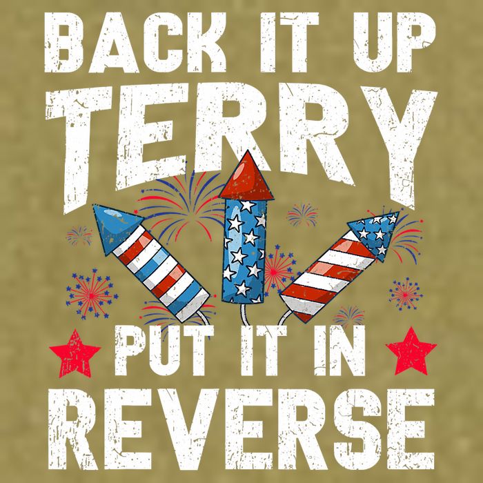 Back It Up Terry Put It In Reverse Firework Flag 4th Of July Garment-Dyed Women's Muscle Tee