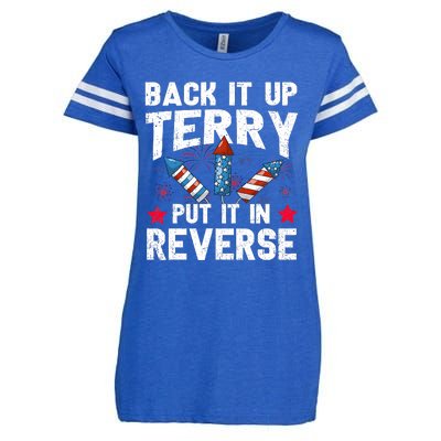 Back It Up Terry Put It In Reverse Firework Flag 4th Of July Enza Ladies Jersey Football T-Shirt