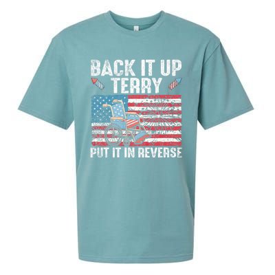 Back It Up Terry Put It In Reverse Firework Flag 4th Of July Sueded Cloud Jersey T-Shirt