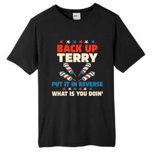 Back It Up Terry Put It In Reverse July 4th Fireworks Terry Tall Fusion ChromaSoft Performance T-Shirt