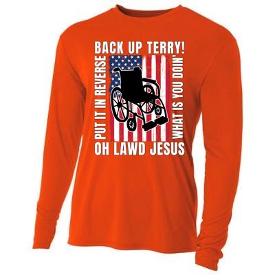 Back It Up Terry 4th Of July Meme Put It In Reverse Usa Flag Gift Cooling Performance Long Sleeve Crew