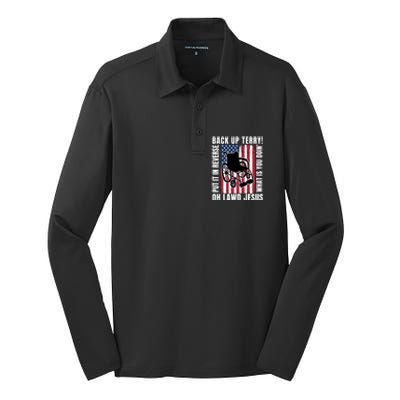 Back It Up Terry 4th Of July Meme Put It In Reverse Usa Flag Gift Silk Touch Performance Long Sleeve Polo