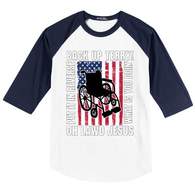 Back It Up Terry 4th Of July Meme Put It In Reverse Usa Flag Gift Baseball Sleeve Shirt