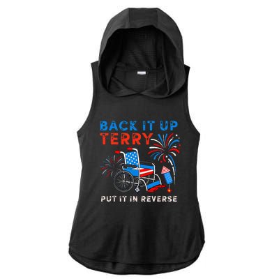 Back It Up Terry Put It In Reverse Fireworks Fun 4th Of July Ladies PosiCharge Tri-Blend Wicking Draft Hoodie Tank