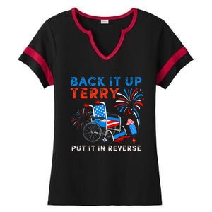 Back It Up Terry Put It In Reverse Fireworks Fun 4th Of July Ladies Halftime Notch Neck Tee