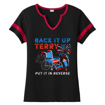 Back It Up Terry Put It In Reverse Fireworks Fun 4th Of July Ladies Halftime Notch Neck Tee