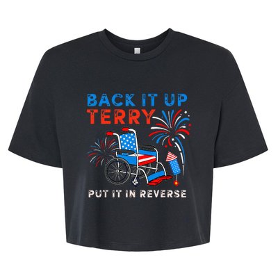 Back It Up Terry Put It In Reverse Fireworks Fun 4th Of July Bella+Canvas Jersey Crop Tee