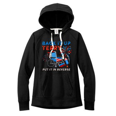 Back It Up Terry Put It In Reverse Fireworks Fun 4th Of July Women's Fleece Hoodie