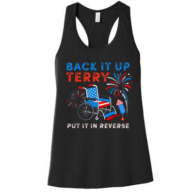 Back It Up Terry Put It In Reverse Fireworks Fun 4th Of July Women's Racerback Tank