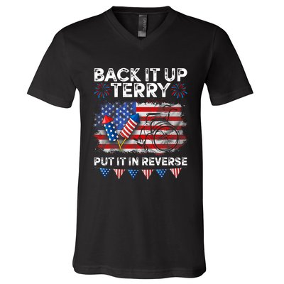 Back It Up Terry Put It In Reverse Firework 4th Of July V-Neck T-Shirt