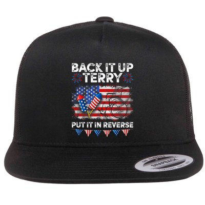 Back It Up Terry Put It In Reverse Firework 4th Of July Flat Bill Trucker Hat