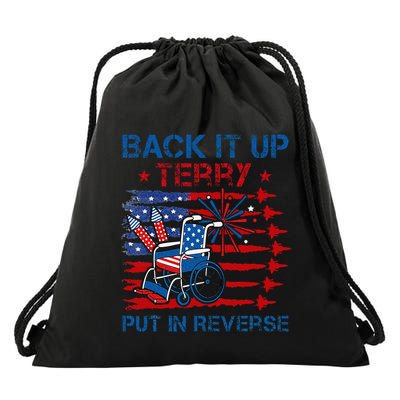 Back It Up Terry Put It In Reverse Firework Flag 4th Of July Drawstring Bag